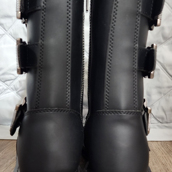 Demonia Black Leathet Boots with Buckles - Picture 5 of 15